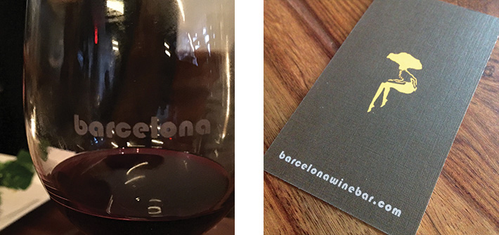 hungry for design barcelona logo wine glass and business card